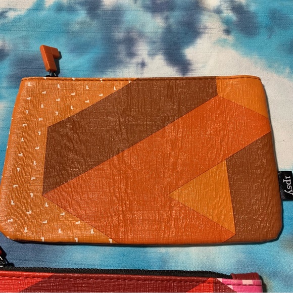 Tetris Ipsy Pouches Bundle of Two Makeup Bags w/ Zippers Orange & Red 👾🎮🧩🕹️ - Picture 5 of 11
